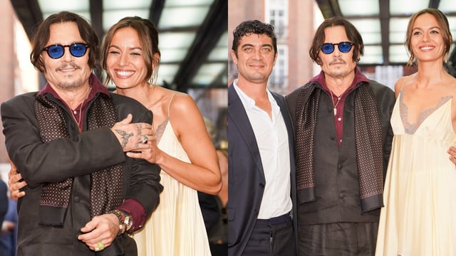Johnny Depp along with Riccardo Scamarcio and Antonia Desplat graced the London red carpet for the premiere of their movie Modi: Three Days on the Wing of Madness.  