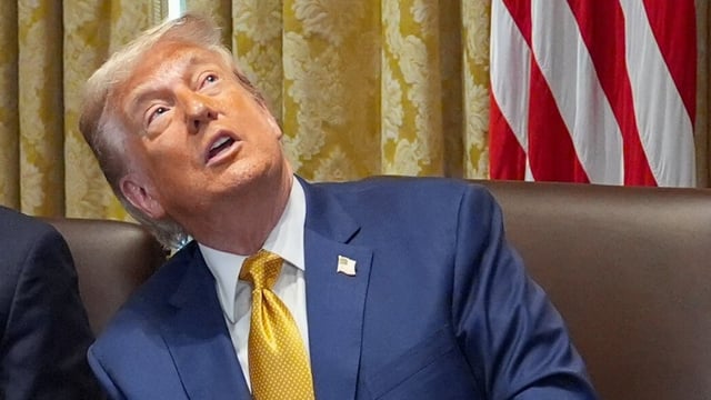 US President Donald Trump during a cabinet meeting at the White House on Tuesday, July 8.