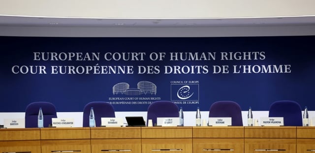Cette photo montre une salle de la Cour européenne des droits de l'homme (CEDH), le 27 septembre 2023 à Strasbourg