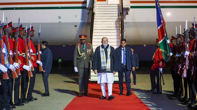 Prime Minister Narendra Modi, upon his arrival in Windhoek, Namibia.