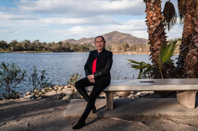 FILE — Petra Castañeda, whose son, Wilbert Castañeda, a Navy SEAL, has been detained in Venezuela for months, at Lake Murray in San Diego, Calif., Jan. 7, 2025. Castañeda’s son, Wilbert Castañeda, a Navy SEAL, has been detained in Venezuela since August, 2024. (Ariana Drehsler/The New York Times)