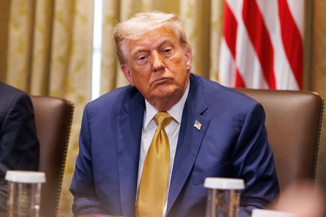 US President Donald Trump during a cabinet meeting at the White House in Washington, DC, US, on Tuesday, July 8, 2025.