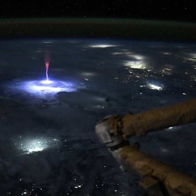 NASA astronaut Nichole Ayers captured a rare gigantic jet near the U.S.-Mexico border from the International Space Station on July 3, 2025.