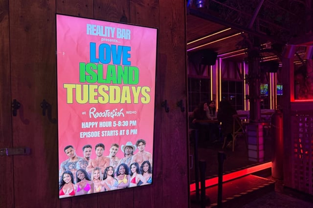 Fans attend a Love Island USA watch party at Roosterfish in West Hollywood on Tuesday, June 24, hosted by Reality Bar. (Carolyn Burt, SCNG)