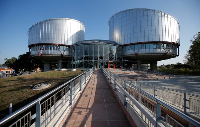 The building of the European Court of Human Rights is seen ahead of the start of a hearing concerning Ukraine's lawsuit against Russia regarding human rights violations in Crimea, at  in Strasbourg, France, September 11, 2019.  REUTERS/Vincent Kessler/File Photo