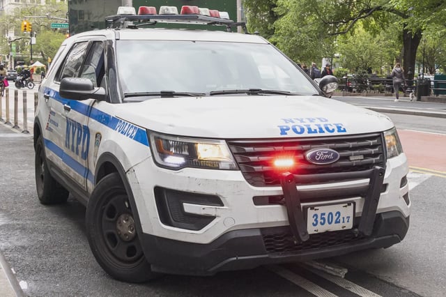An NYPD cruiser is seen near Union Square in Manhattan on May 4, 2023.