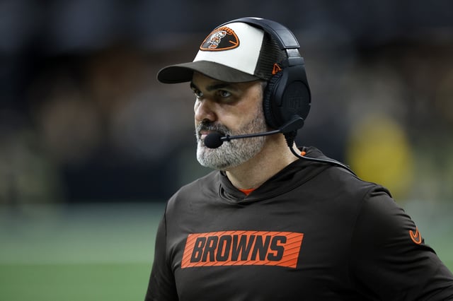 Cleveland Browns head coach Kevin Stefanski looks on during an NFL game against the New Orleans Saints at Caesars Superdome on November 17, 2024 in New Orleans, Louisiana.