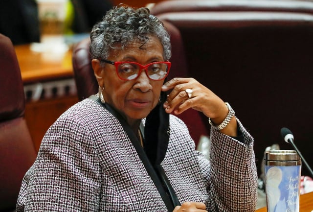 Ald. Carrie Austin, 34th, during a City Council meeting at Chicago City Hall on July 21, 2021. (Jose M. Osorio/ Chicago Tribune)