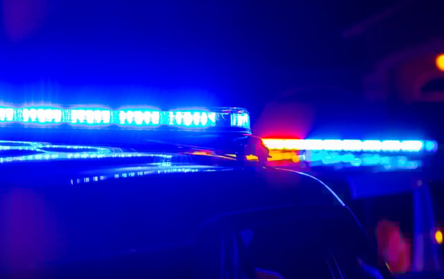 Stock image: Police lights at a crime scene.