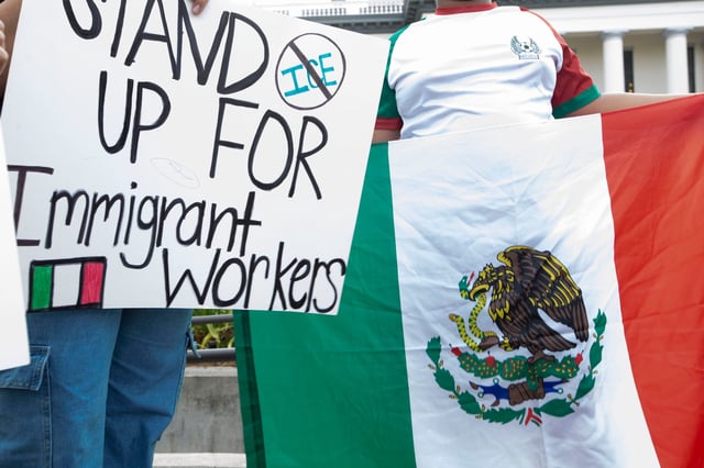 Protest at the Florida Capitol in Tallahassee on May 30, 2025, against immigration sweeps.