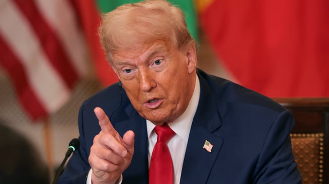 President Donald Trump speaks during a multilateral lunch with African leaders in the State Dining Room of the White House July 9, 2025