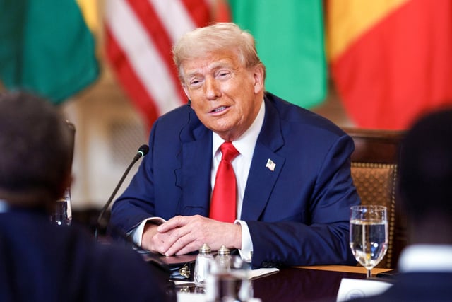 President Donald Trump during a meeting with African leaders, at the White House, on July 9, 2025.