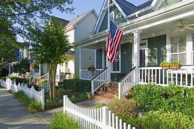 A row of houses are seen in Charlotte, North Carolina on June 14, 2014.