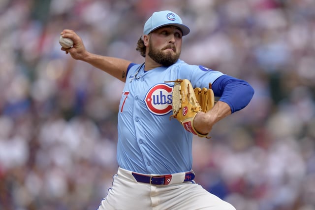 CHICAGO, ILLINOIS – JULY 04: Porter Hodge #37 of the Chicago Cubs pitches in a game against the St Louis Cardinals at Wrigley Field on July 04, 2025 in Chicago, Illinois. (Photo by Matt Dirksen/Chicago Cubs/Getty Images)