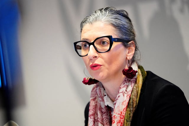 UN Special Rapporteur for the occupied Palestinian territories, Francesca Albanese gives a press conference at the UN City in Copenhagen, Denmark February 5, 2025.   Ritzau Scanpix/Ida Marie Odgaard via REUTERS/File Photo