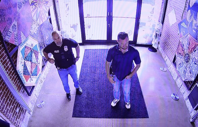 Security footage from the National Museum of Puerto Rican Arts and Culture shows Department of Homeland Security agents arriving at the museum on July 8, 2025. (National Museum of Puerto Rican Arts and Culture)