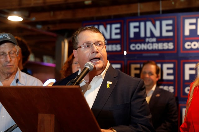Randy Fine, Republican nominee for 2025 Florida's 6th congressional district special election, speaks at a watch party, as Florida holds a special election for a U.S. House of Representatives seat vacated by National Security Adviser Michael Waltz, in Ormond Beach, Florida, U.S. April 1, 2025.  REUTERS/Octavio Jones/File Photo