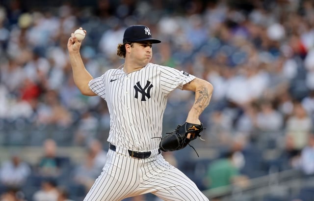 NEW YORK, NEW YORK - JULY 09:  Pitcher Cam Schlittler #31 of the New York Yankees makes his major league debut in the first inning against the Seattle Mariners at Yankee Stadium on July 09, 2025 in New York City. (Photo by Jim McIsaac/Getty Images)
