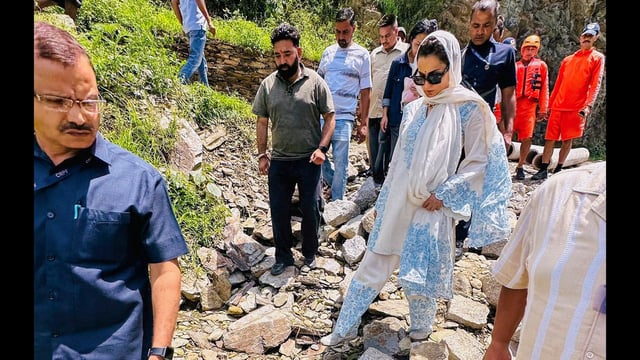 BJP MP from Mandi Kangana Ranaut had visited the flood-affected areas in the district on July 7. (PTI)
