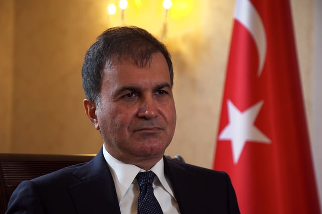 Turkey's European Union Affairs Minister Omer Celik speaks during an interview with Reuters at the Turkish Embassy in London, Britain, September, 14, 2017. REUTERS/Will Russell/File photo