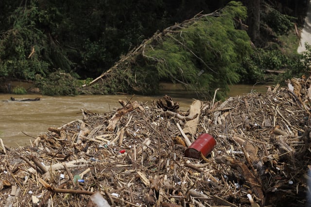 A view of the Guadalupe River after deadly flooding in Comfort, Texas, on July 7, 2025. (Photo by Jorge Salgado/Anadolu/Getty Images)