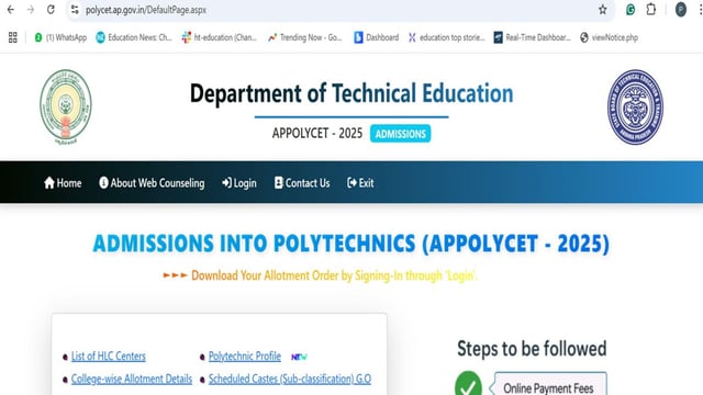 AP POLYCET Seat Allotment Results 2025 released at polycet.ap.gov.in, check via direct link here