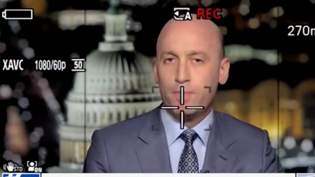 Stephen Miller’s battery runs out live on Fox News.