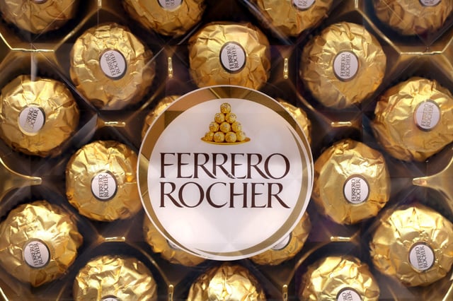 A box of Ferrero Rocher is displayed on a shelf in a supermarket in Sarajevo, Bosnia and Herzegovina October 29, 2024. REUTERS/Dado Ruvic/File Photo