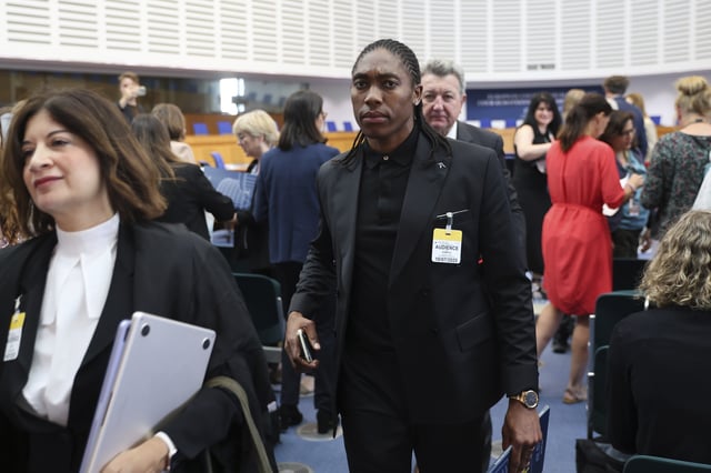 South Africa's Caster Semenya leaves in the European Court of Human Rights Thursday, July 10, 2025 in Strasbourg, eastern France. (AP Photo/Antonin Utz)