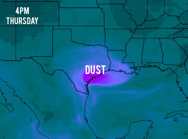 A plume of Saharan dust is expected to move into Texas by Thursday morning and become more widespread across the state by the afternoon.