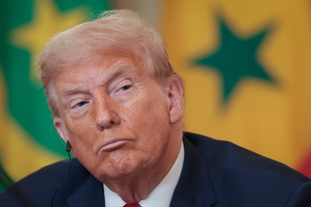 President Donald Trump in the State Dining Room of the White House July 9, 2025 in Washington, DC.