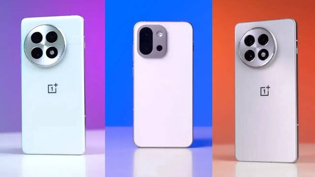 OnePlus 13 (L), OnePlus 13s (M), OnePlus 13R (R)