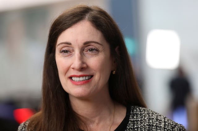 Cindy Rose, chief executive officer for Microsoft UK., speaks during an interview inside the new Oxford Circus store ahead of its opening in London, Britain July 9, 2019. Picture taken July 9, 2019. REUTERS/Simon Dawson/File Photo