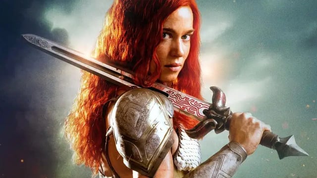 Red Sonja holding a sword.