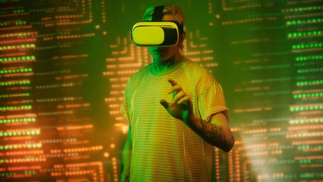 Person wearing VR goggles