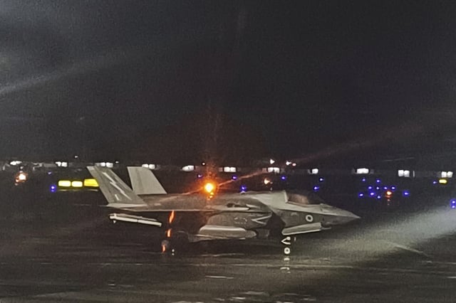 A British F-35B fighter jet, which has been stranded since June 14, 2025 is seen at Thiruvananthapuram International Airport, in the southern state of Kerala, India, on June 26, 2025. (AP Photo)