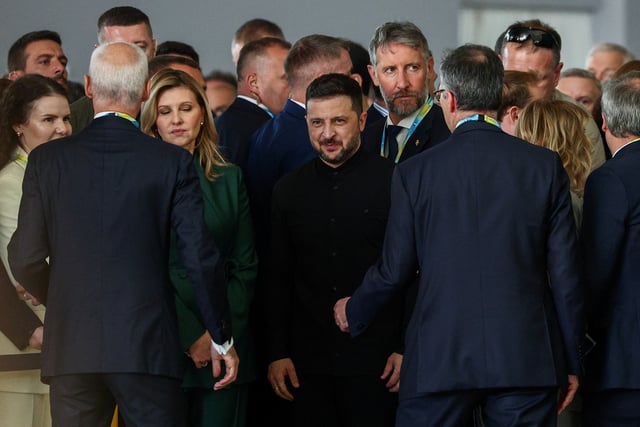 Ukrainian President Volodymyr Zelenskiy arrives to attend the two-day Ukraine Recovery Conference (URC2025), on plans for the reconstruction of Ukraine, in Rome, Italy, July 10, 2025. REUTERS/Guglielmo Mangiapane