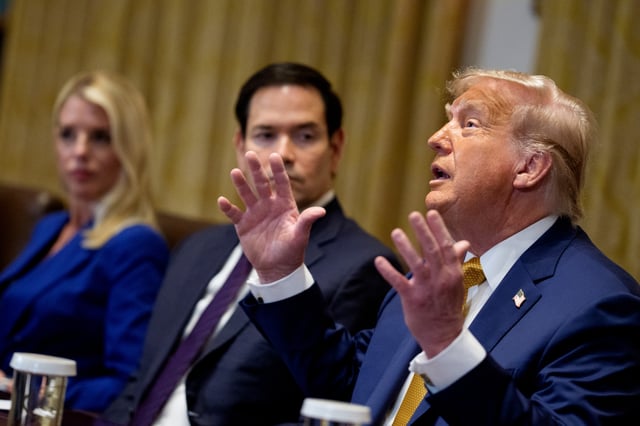 President Donald Trump speaks during a cabinet meeting at the White House on July 08, 2025 in Washington, DC.