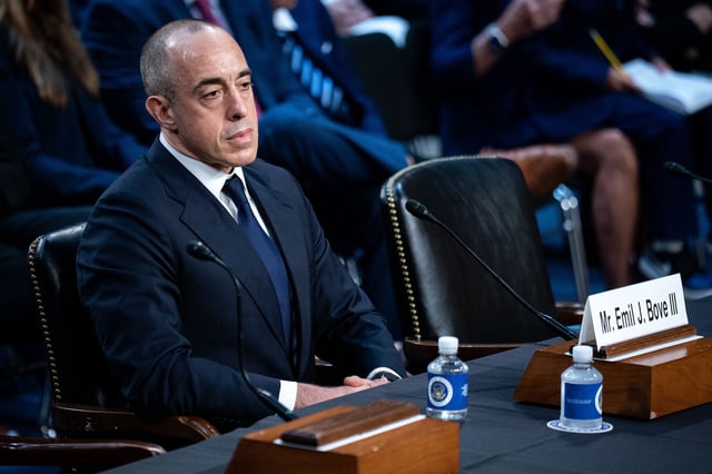 Emil Bove during a Senate Judiciary Committee hearing in Washington, DC, on June 25.