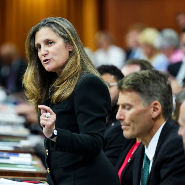 Minister of Transport and Internal Trade Chrystia Freeland responds to a question during question period in the House of Commons on Parliament Hill in Ottawa on Thursday, June 12, 2025. THE CANADIAN PRESS/Sean Kilpatrick