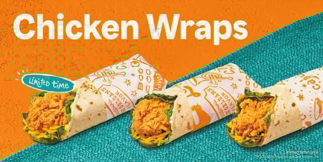 Popeyes is giving away a free chicken wrap when you spend $5 or more, through Sunday, July 13.