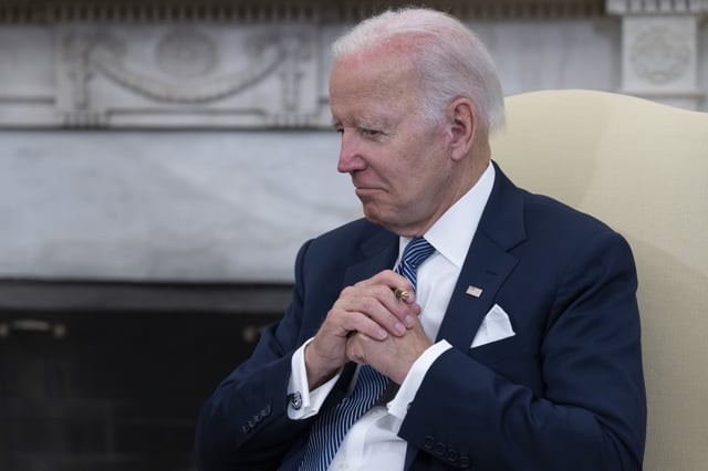 Former U.S. President Joe Biden meeting with President Andrés Manuel López Obrador of Mexico at the White House in Washington, DC Tuesday, July 12, 2022.