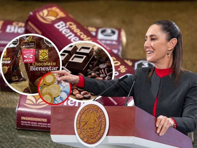Chocolate del Bienestar: el nuevo producto impulsado por Sheinbaum con cacao mexicano y sin edulcorantes artificiales. | Crédito: Presidencia/Canva