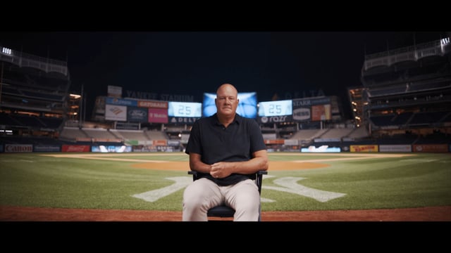 Former Angels and Yankees pitcher Jim Abbott sits inside Yankee Stadium during filming of the documentary “Southpaw.” (Photo courtesy of ESPN)
