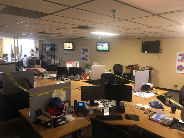 An empty Idaho newsroom during the pandemic. Courtesy of J Bates