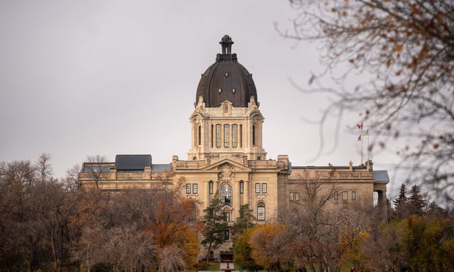 The Saskatchewan Legislative Building can be seen from Trafalgar Overlook in Regina, Thursday, Oct. 24, 2024. THE CANADIAN PRESS/Heywood Yu