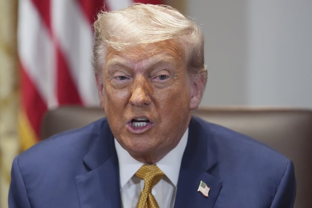President Donald Trump speaks during a cabinet meeting at the White House, Tuesday, July 8, 2025, in Washington. (AP Photo/Evan Vucci)