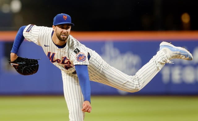 NEW YORK, NEW YORK - JULY 03:  David Peterson #23 of the New York Mets pitches during the second inning against the Milwaukee Brewers at Citi Field on July 03, 2025 in New York City. (Photo by Jim McIsaac/Getty Images)