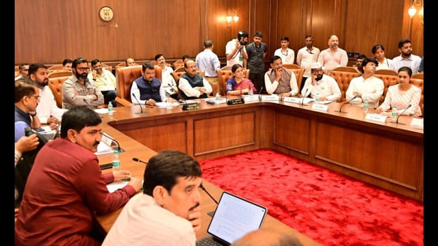 The meeting was attended by deputy chief minister Ajit Pawar, minister of state Madhuri Misal, MLAs Shankar Jagtap, Shankar Mandekar, Mahesh Landge, senior officials, including additional chief secretary (Urban Development) Asimkumar Gupta, among others. (HT PHOTO)