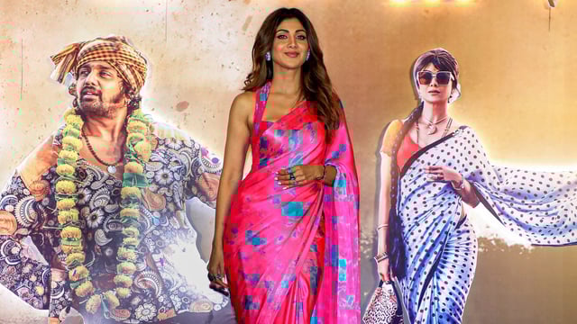 Shilpa Shetty during the teaser launch of her upcoming film KD - The Devil, in Mumbai.